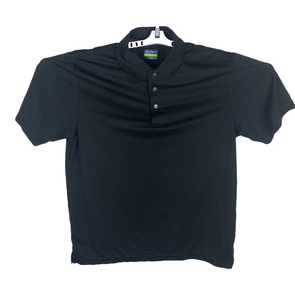 Ben Hogan Mens Black Wardrobe Essential Lightweight‎ Performance Polo Shirt Sz L